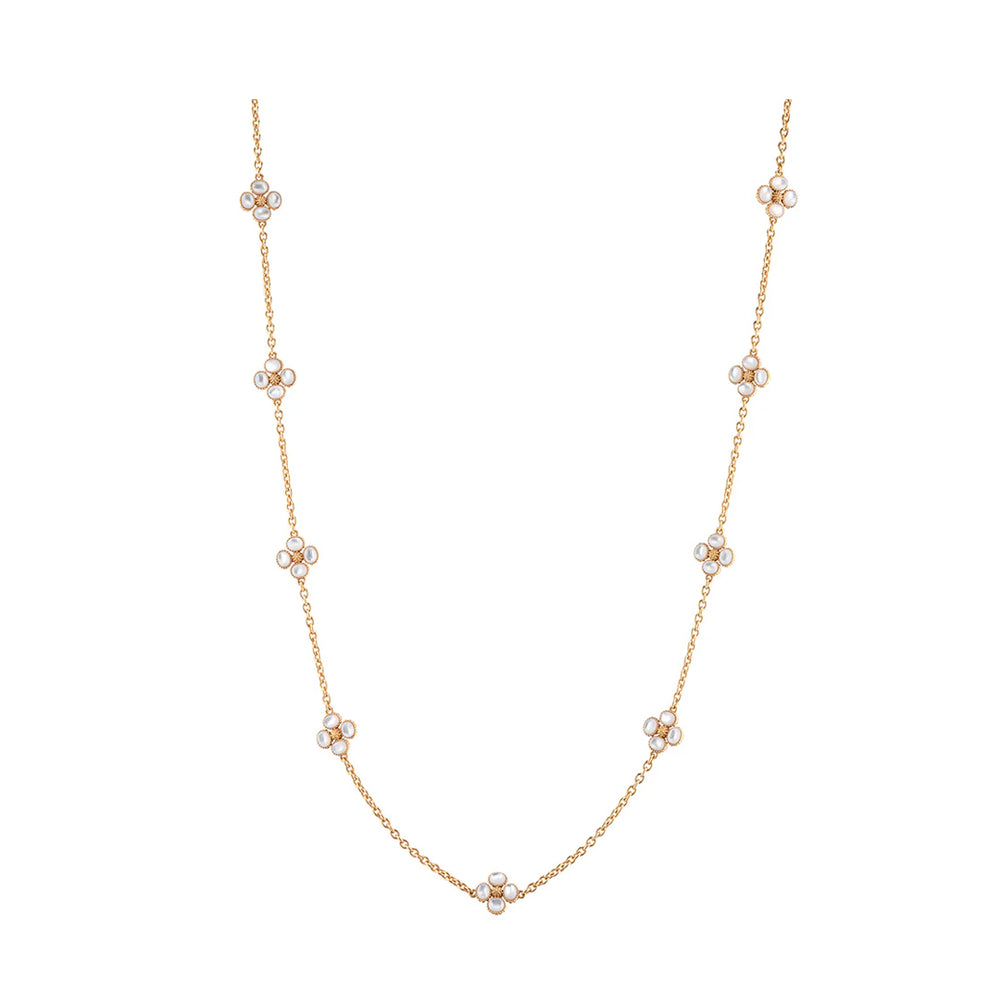Berry Clover Double Sided Necklace 28" in Mother of Pearl