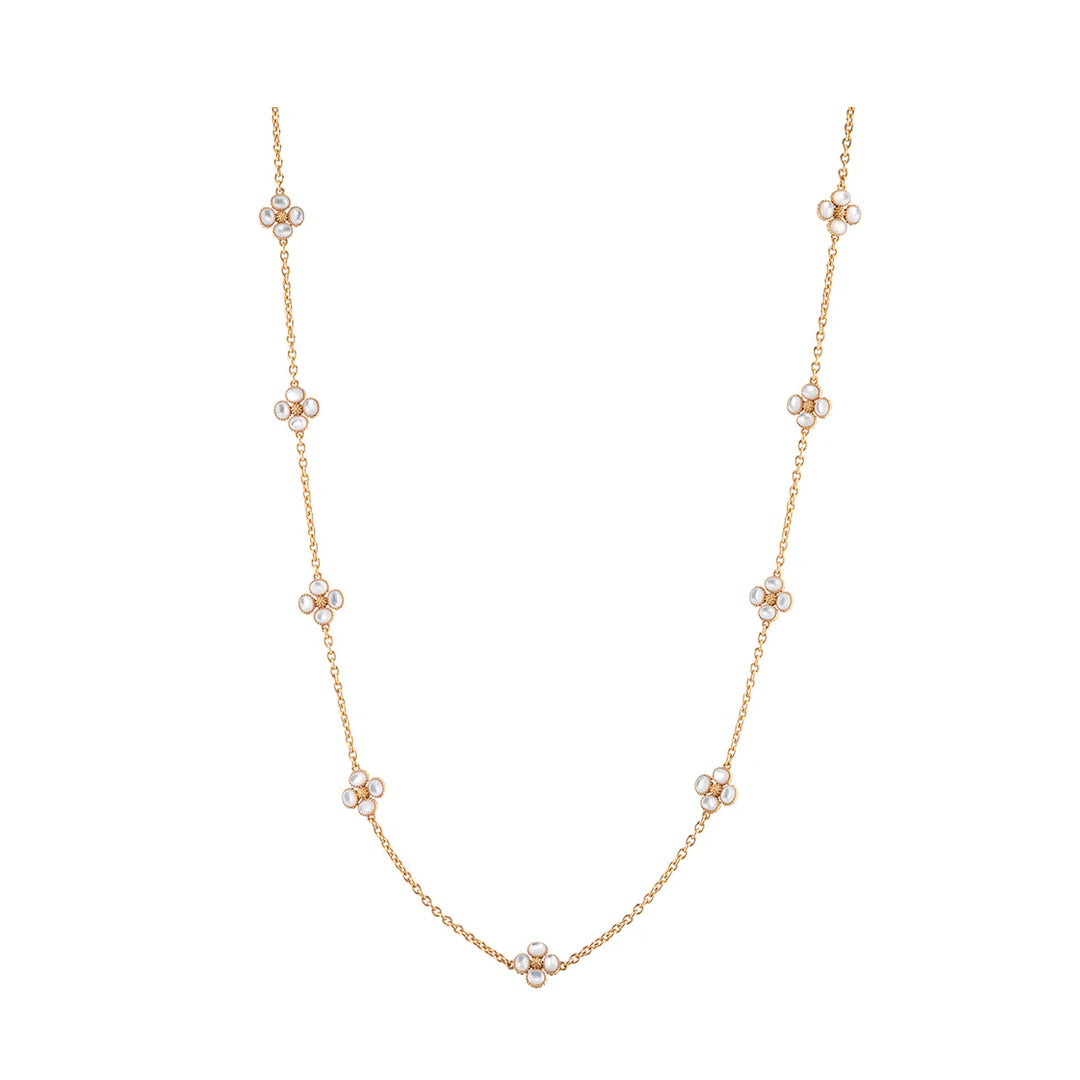 Berry Clover Double Sided Necklace 28" in Mother of Pearl