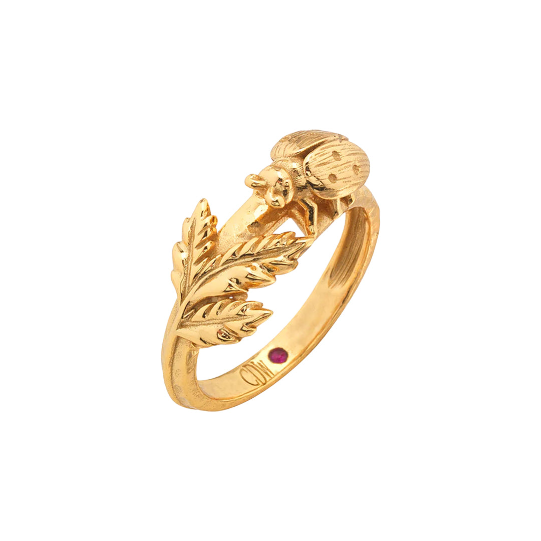 Meadow Ladybug Ring in Gold