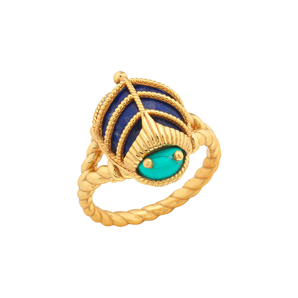 Scarab Petite Ring in Turquoise/Lapis