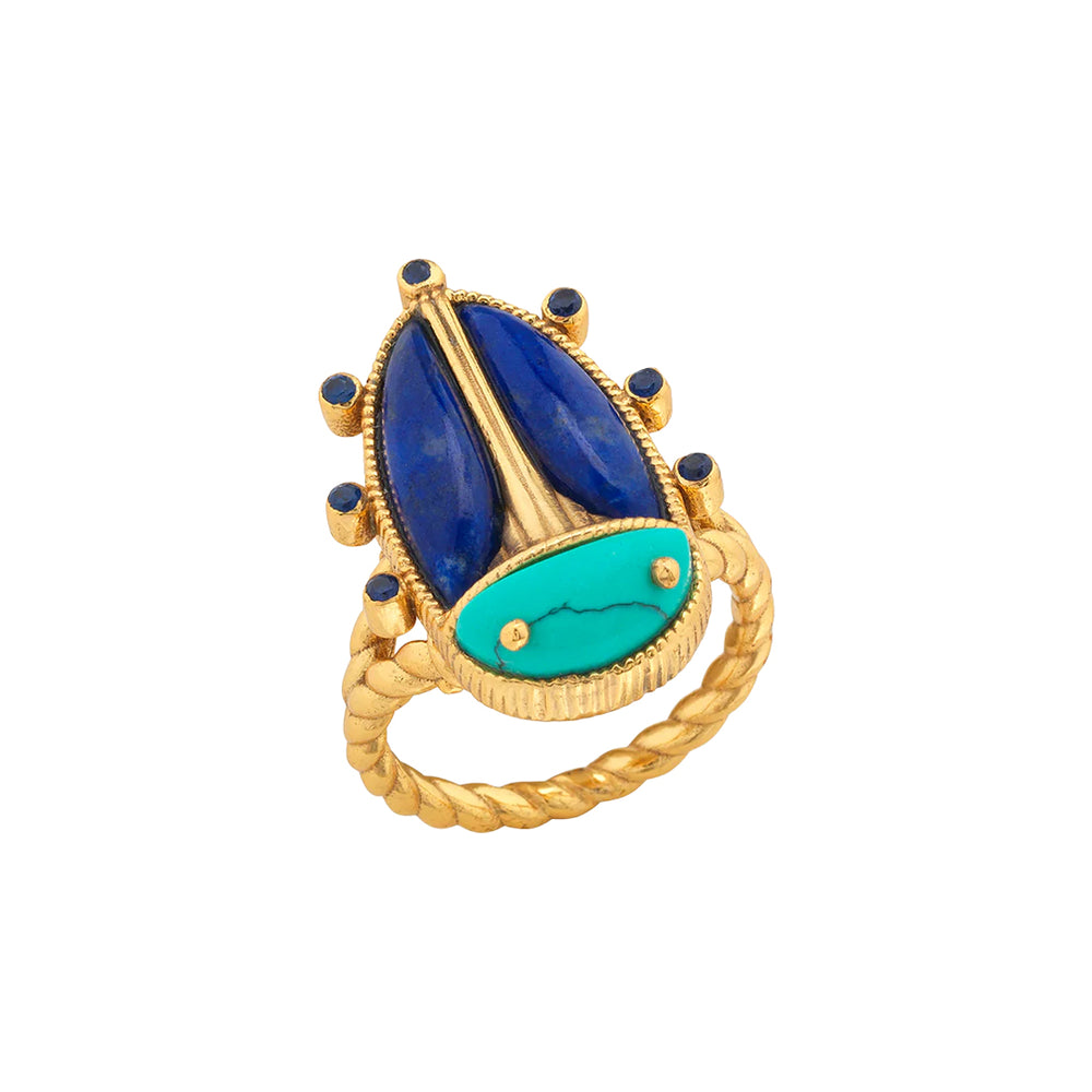 Scarab Grande Ring in Turquoise/Lapis