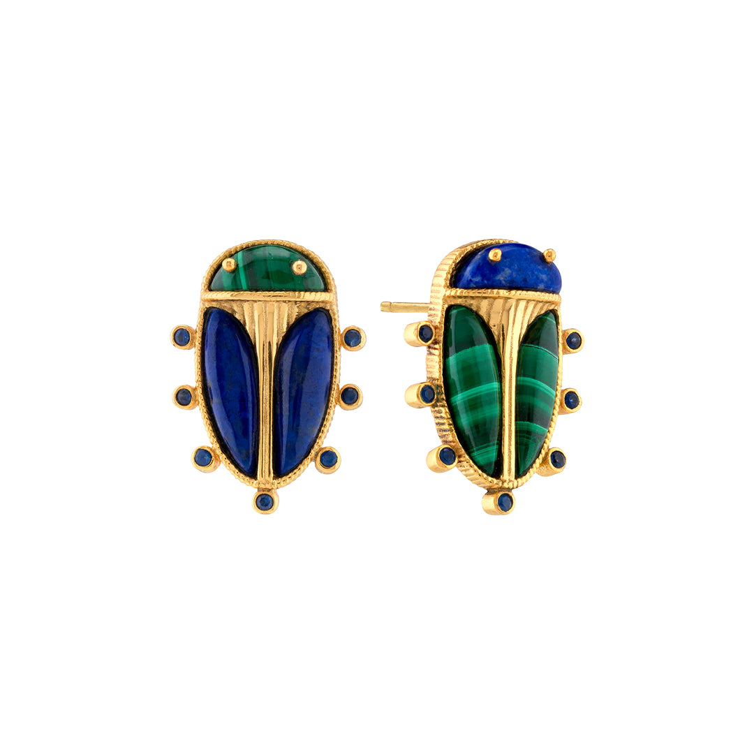 Scarab Mismatched Stud Earrings in Multi