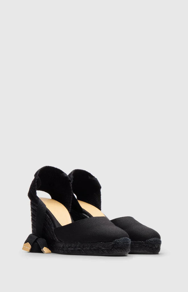 Carina 8 Espadrille in Black Cotton