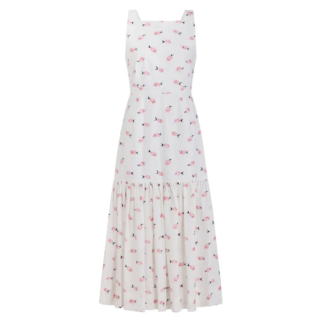 Low-Back Dress in Vintage Pink Fish