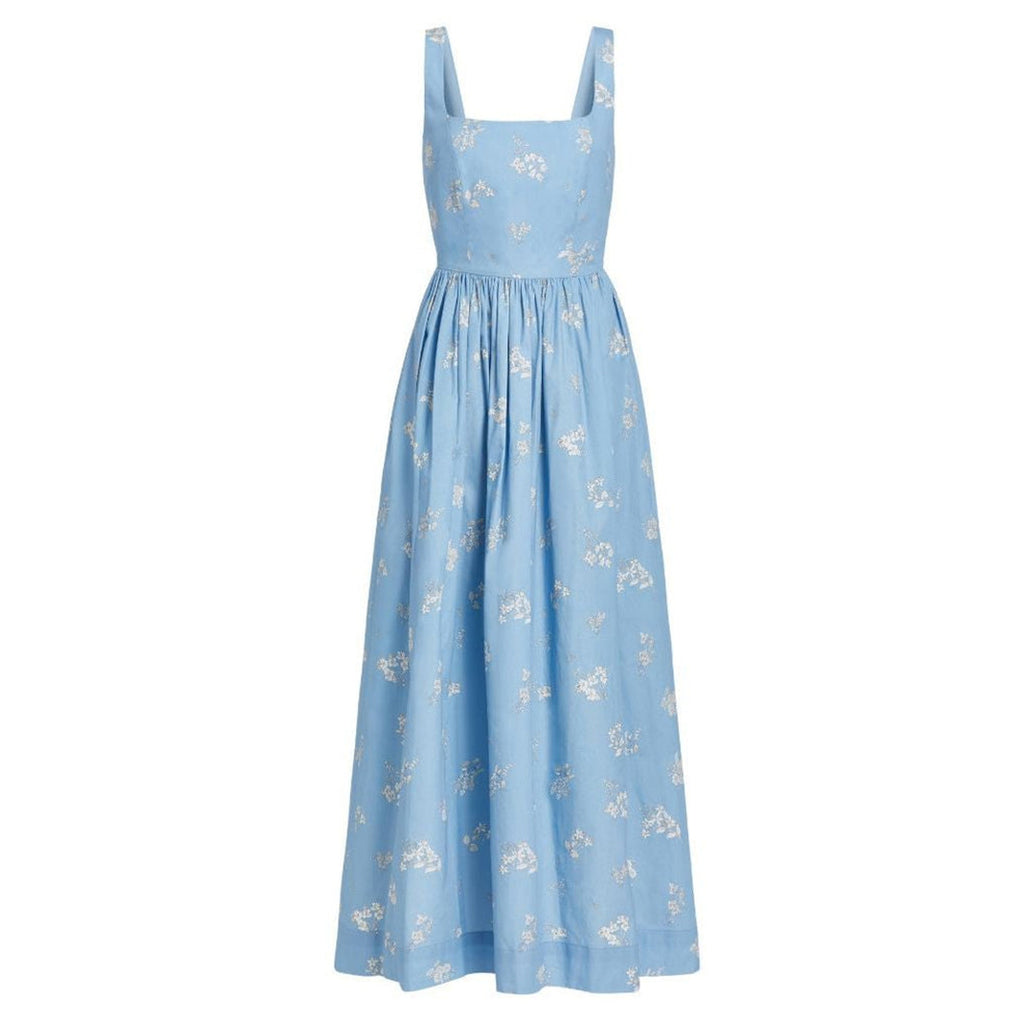 Scoop Neck Dress in Blue Mini Bouquet