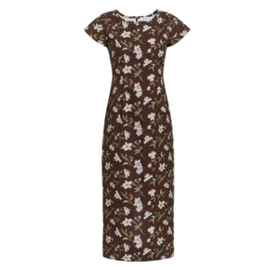 Charlie Dress in Brown Hibiscus