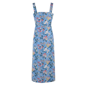 OTM Exclusive: Long Slip Dress in Blue Multi Floral