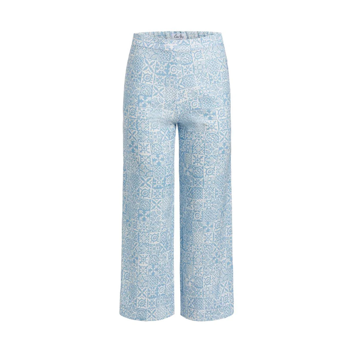 High-Waisted, Wide-Leg Pants in Blue Checkerboard