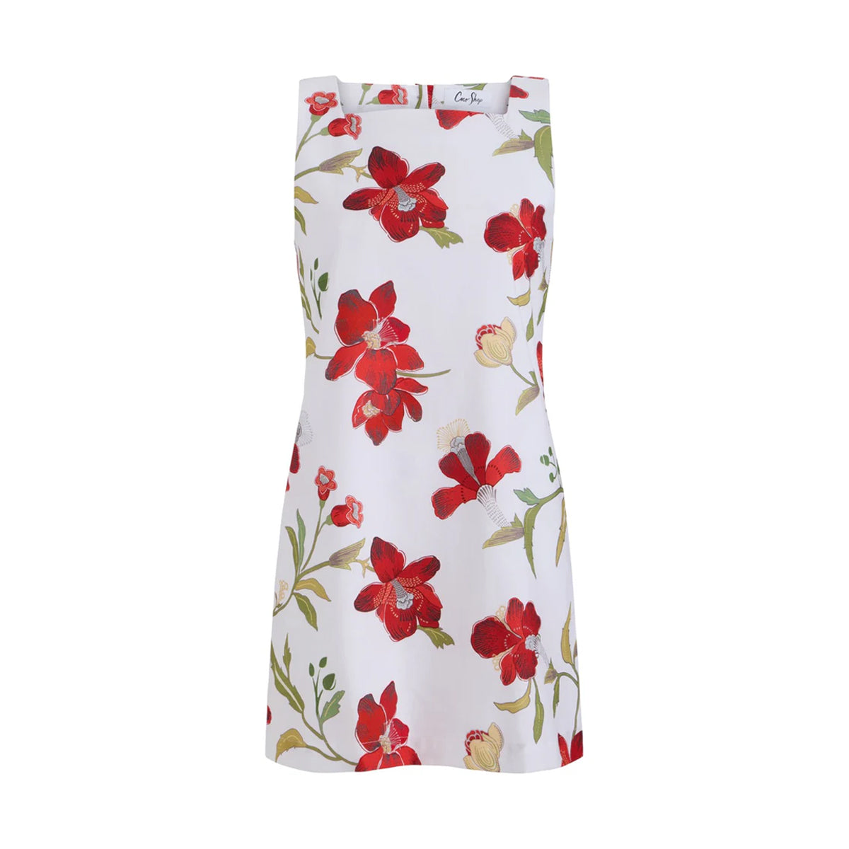 Classic Mini Shift Dress in Red Hibiscus