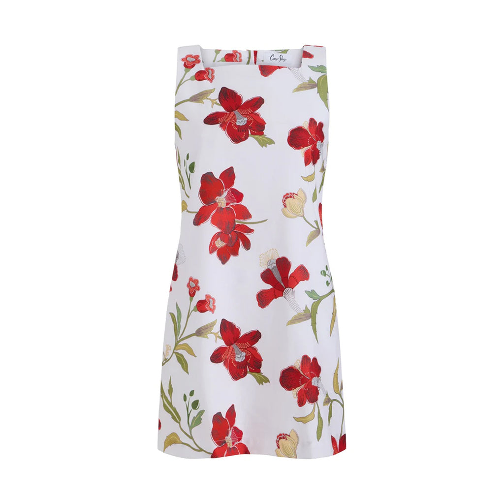 Classic Mini Shift Dress in Red Hibiscus