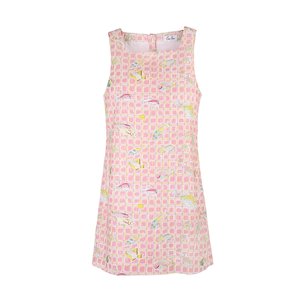 OTM Exclusive: Classic Mini Shift Dress in Pink Fishing Net | Over The Moon OTM Exclusive: Classic Mini Shift Dress in Pink Fishing Net | Over The Moon