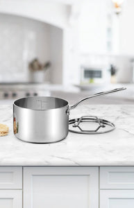 Custom-Clad 5-Ply 3 Qt. Saucepan with Cover in Stainless Steel