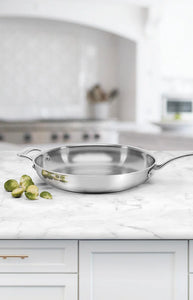 Custom-Clad 5-Ply 12" Fry Pan with Helper Handle in Stainless Steel