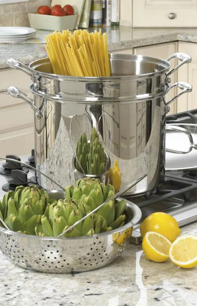 Chef's Classic® Stainless 12 Quart Pasta/Steamer 4-Piece Set in Stainless Steel