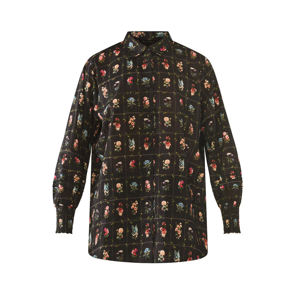Katie Button Down in Florence Black Floral