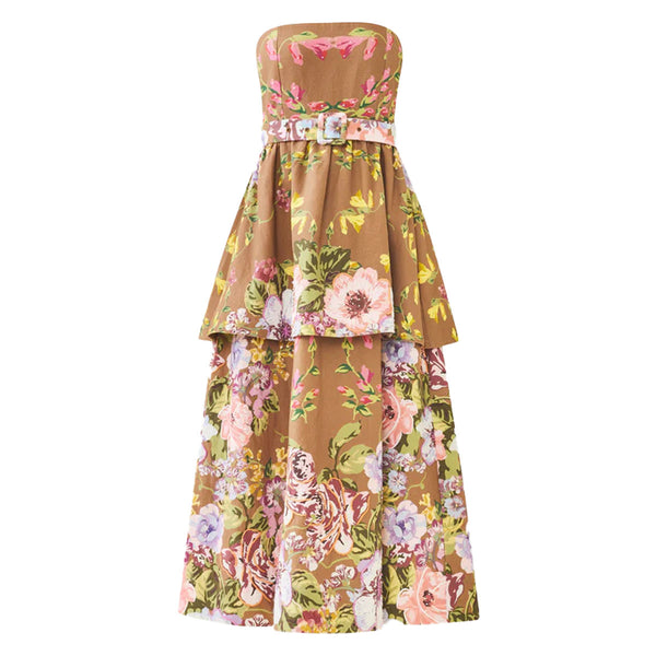 Daisy Dress in Caramel Victorian Floral | Over The Moon