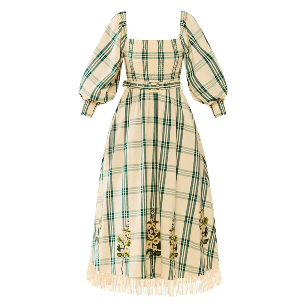 EDDY x Mckenzie Depinto Eloise Dress in Green Plaid & Floral | Over The Moon EDDY x Mckenzie Depinto Eloise Dress in Green Plaid & Floral | Over The Moon