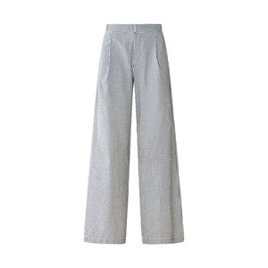 Nina Pant in Navy Gingham with Cream Crochet Applique