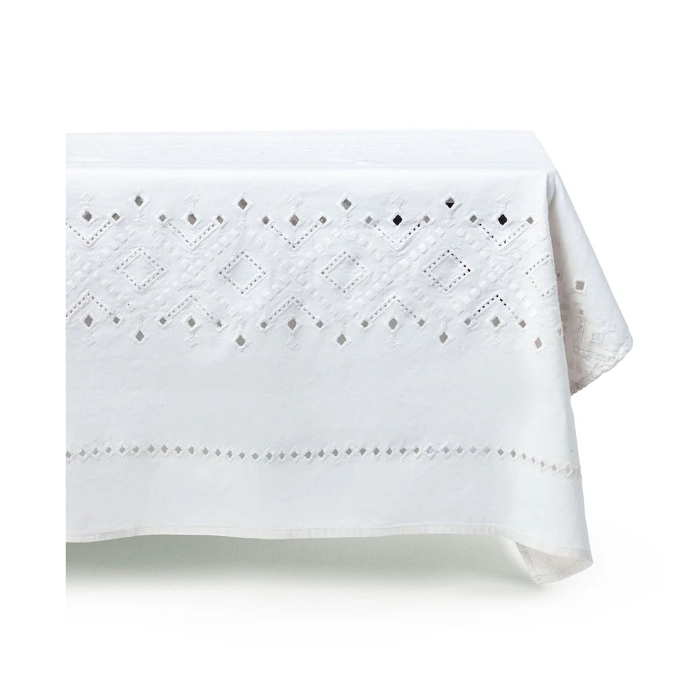 Ojete Rectangular Tablecloth in White