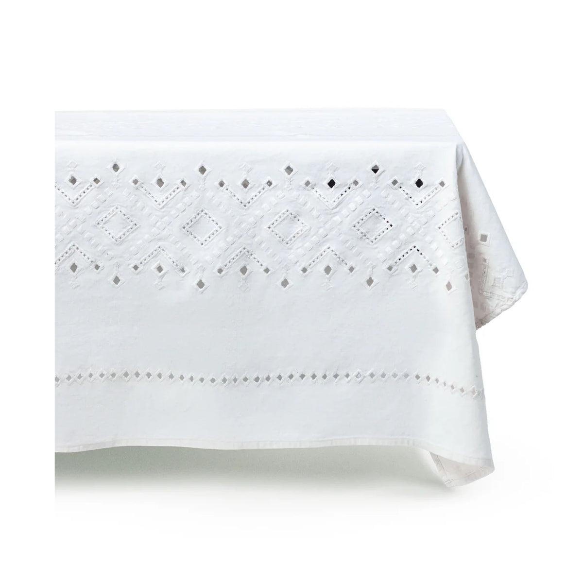 Ojete Rectangular Tablecloth in White