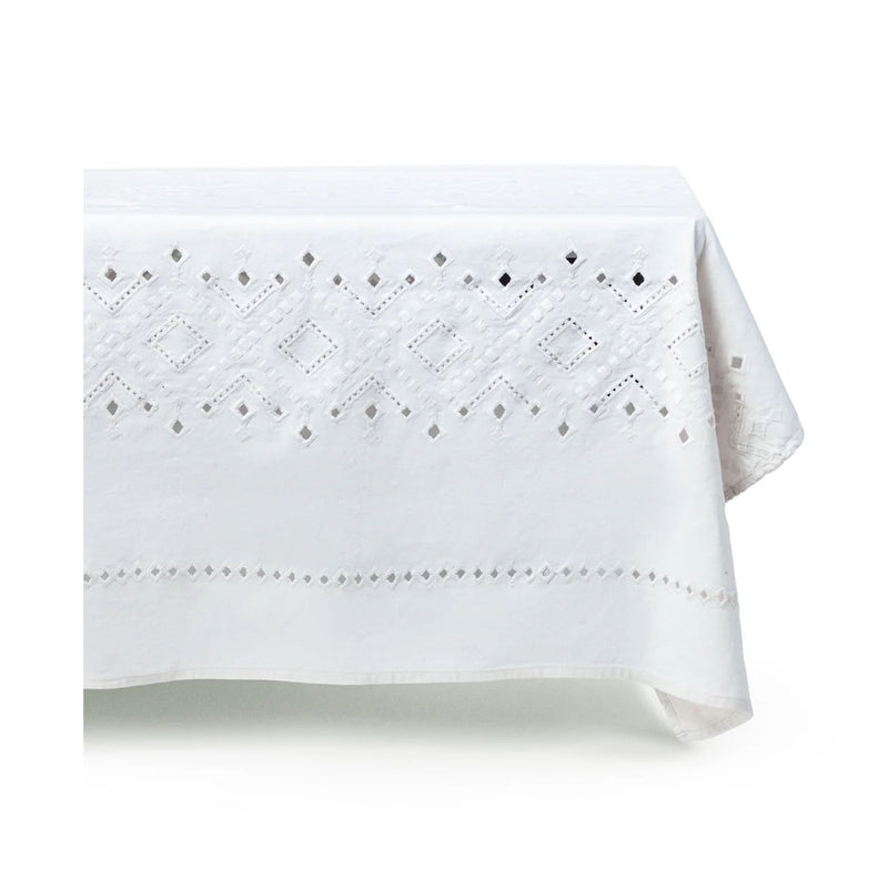 Ojete Rectangular Tablecloth in White