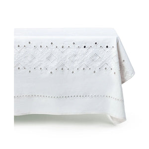 Ojete Rectangular Tablecloth in White