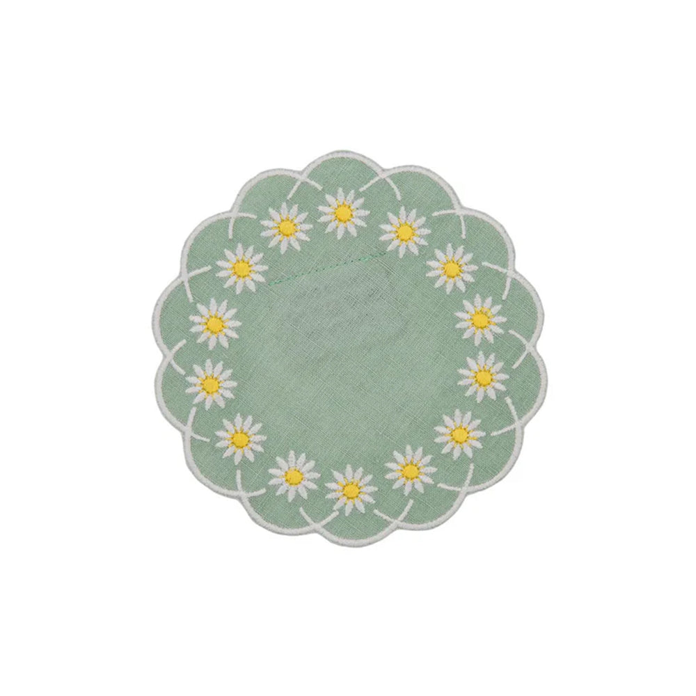 Daisy Coaster in Celadon, Set of 4