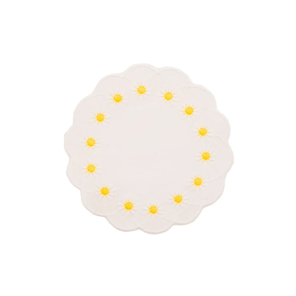 Daisy Coaster in White, Set of 4