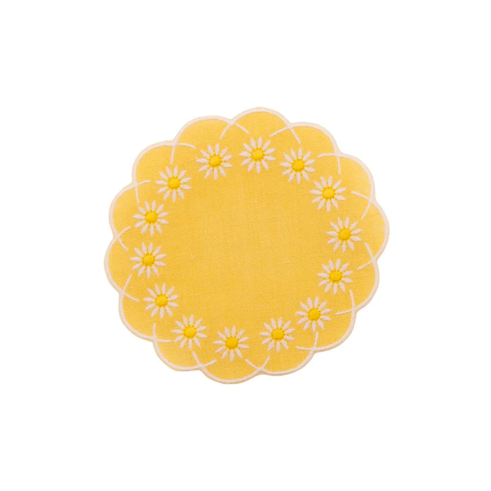 Daisy Coaster in Yellow, Set of 4