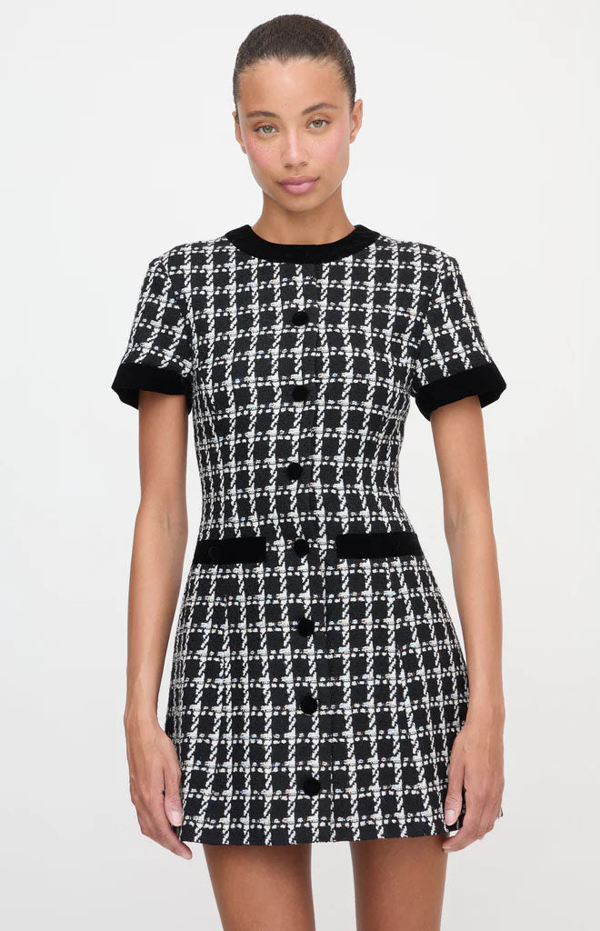The Allegra Dress in Black and White Tweed