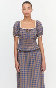 The Paulina Top in Brown Spencer Plaid