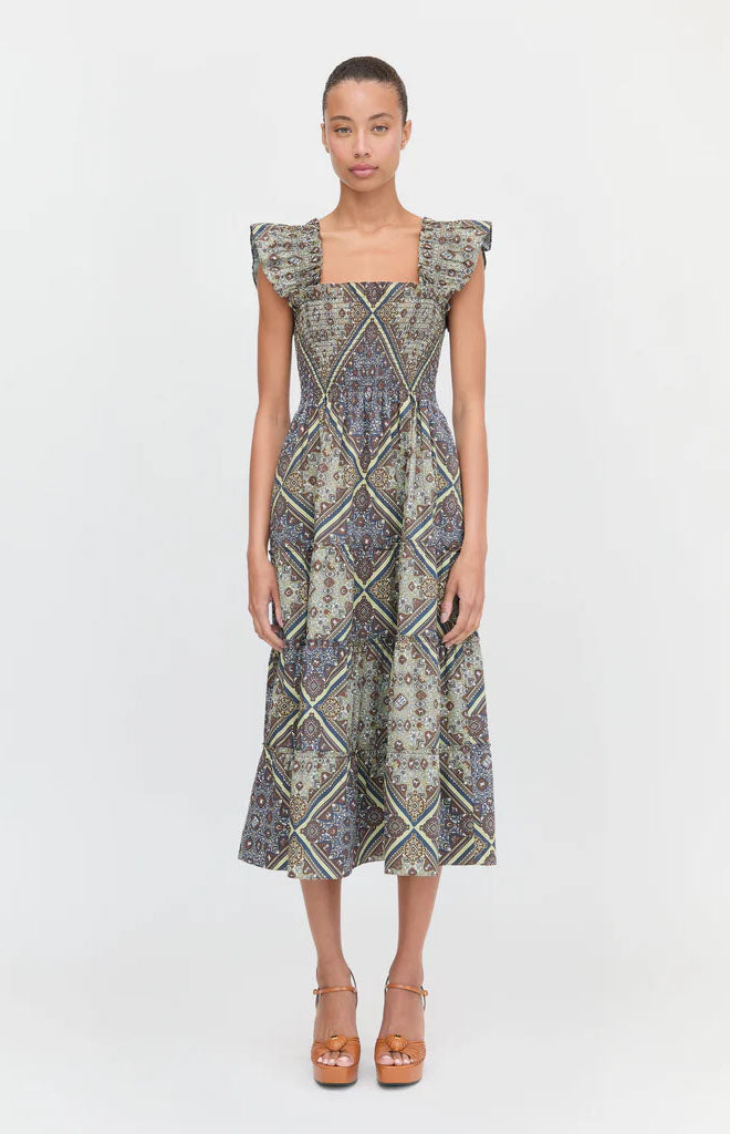 The Ellie Nap Dress in Olive Equestrian Scarf
