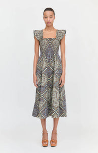 The Ellie Nap Dress in Olive Equestrian Scarf