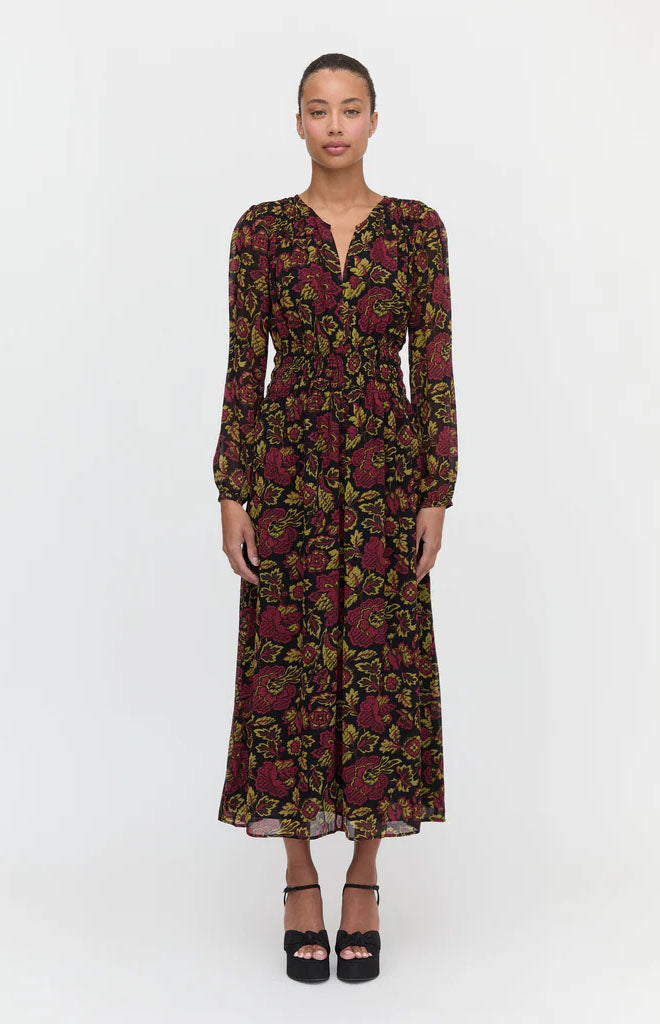 The Rosely Dress in Black Palampore Floral