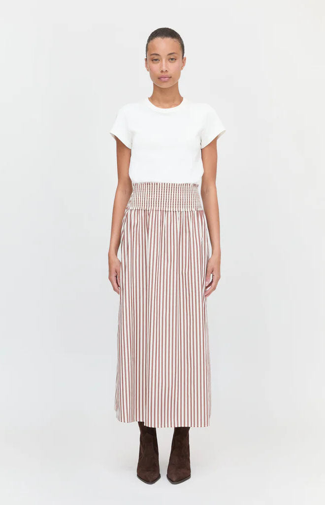 The Delphine Nap Skirt in Rust Stripe