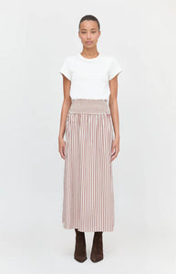 The Delphine Nap Skirt in Rust Stripe