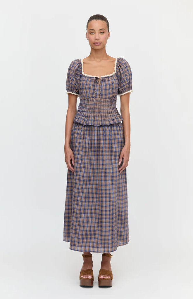 The Delphine Nap Skirt in Brown Spencer Plaid