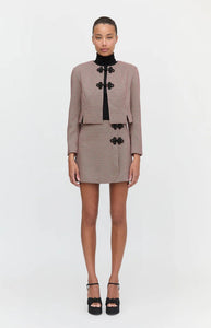 The Melody Skirt in Burgundy Holmes Houndstooth