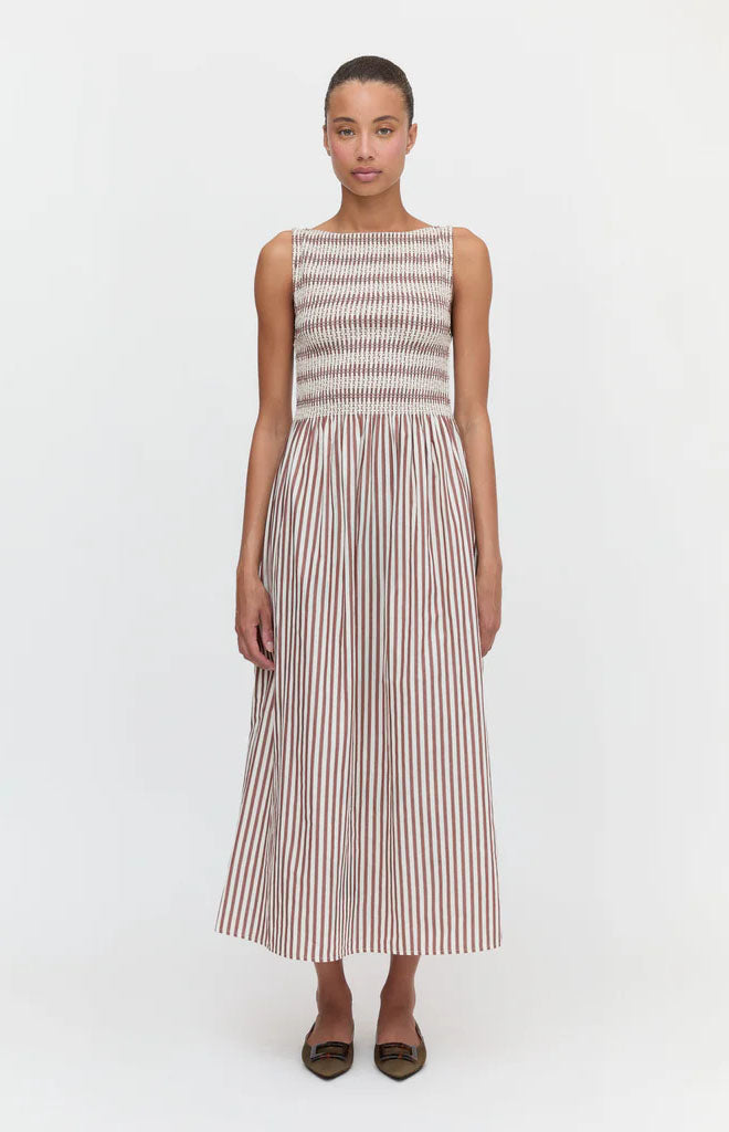 The Cosima Nap Dress in Rust Stripe
