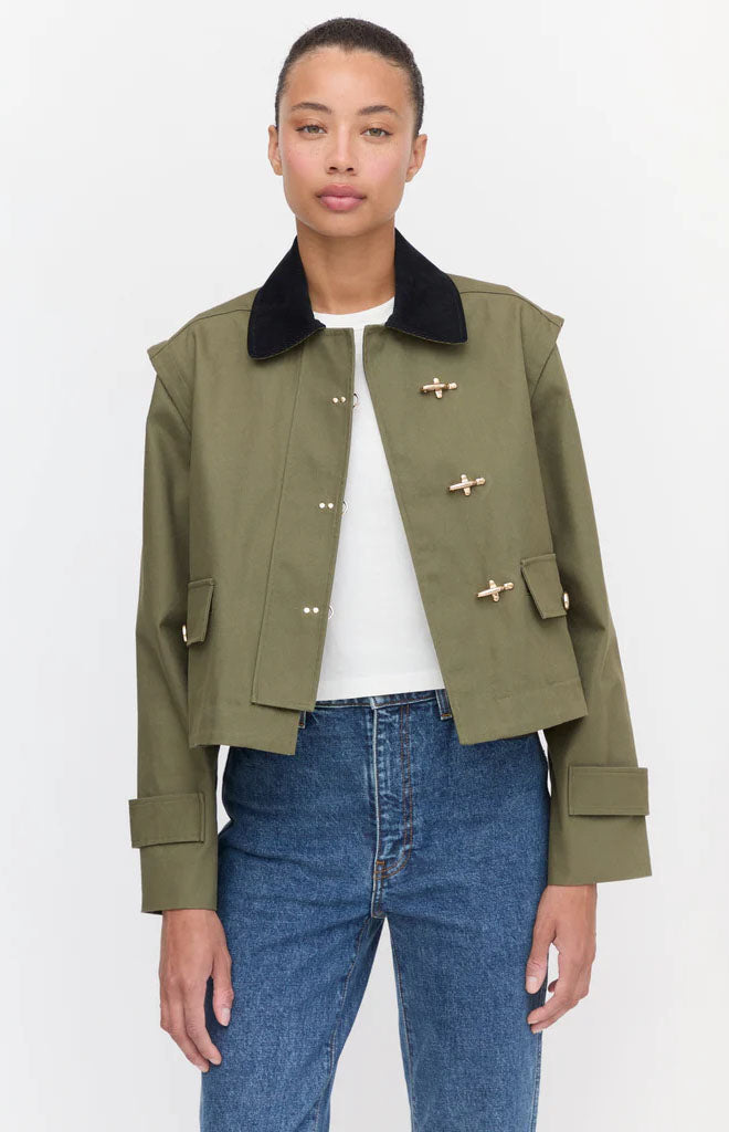 The Clarisse Jacket in Olive Canvas