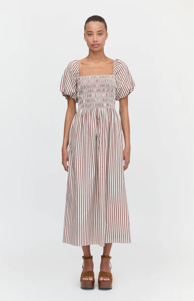 The Julia Nap Dress in Rust Stripe