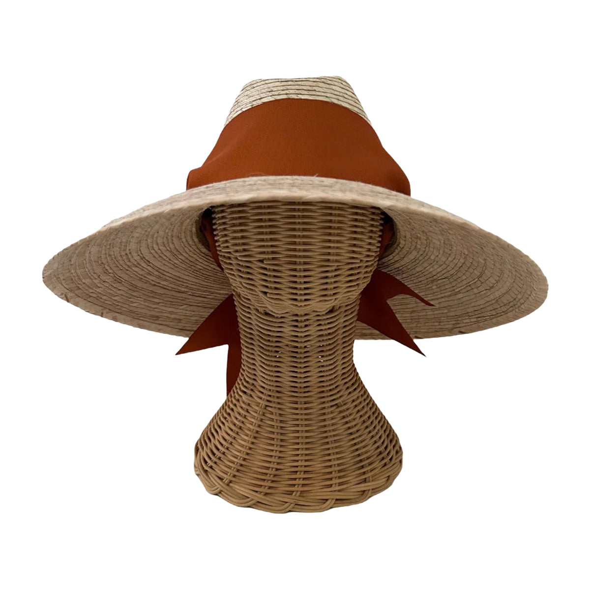 Hollyhock Sun Hat in Wide & Short Rust/Burnt Orange Grosgrain Ribbon