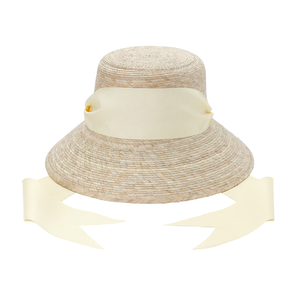 Clematis Bucket Hat with Wide & Short Ivory Grosgrain Ribbon