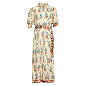 Langley Dress in Fall Floral Cream