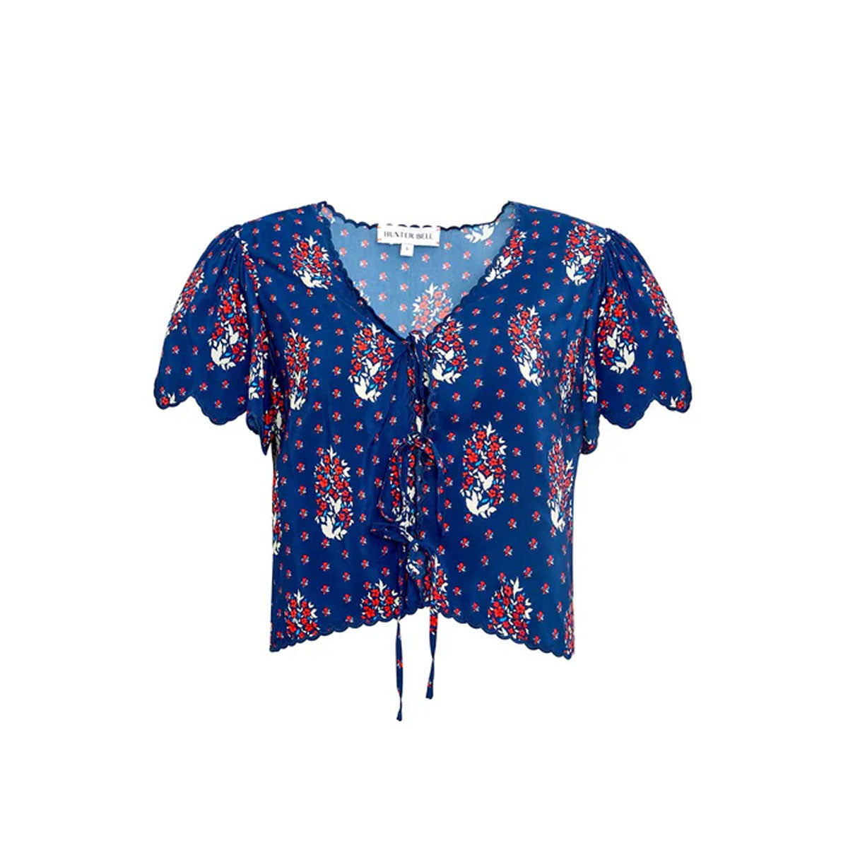 Bardot Top in Fall Floral Navy