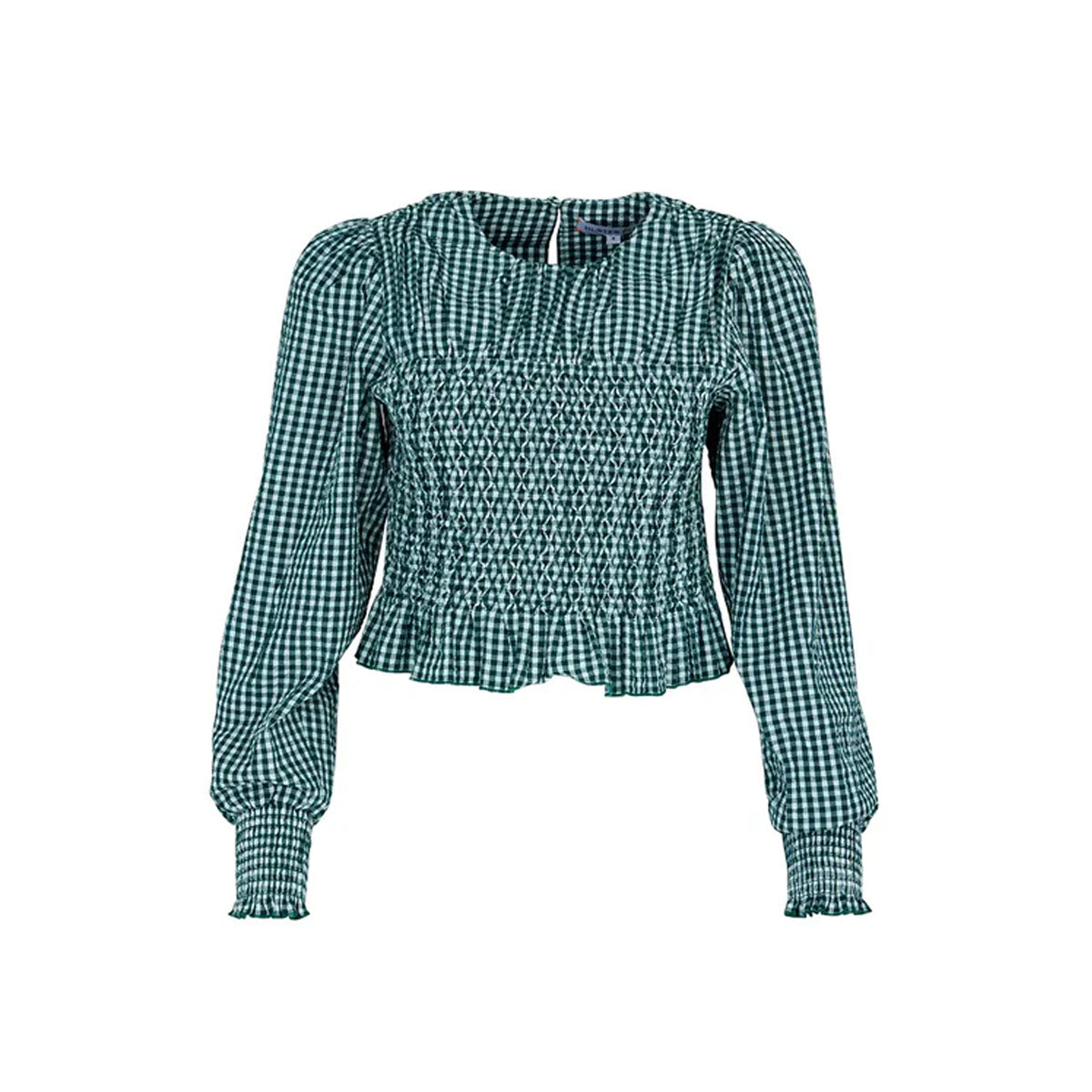 Eubanks Top in Green & White Gingham