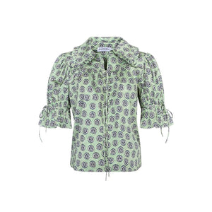 Mayfair Blouse in Navy Bird Block