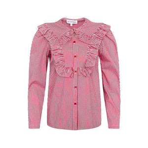 Mae Top in Carmine Check