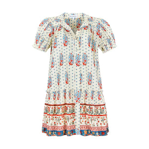 Drifter Mini Dress in Fall Floral Cream