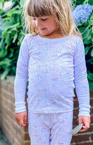 Hamptons Two Piece Kids Pajamas in Sunset Pink
